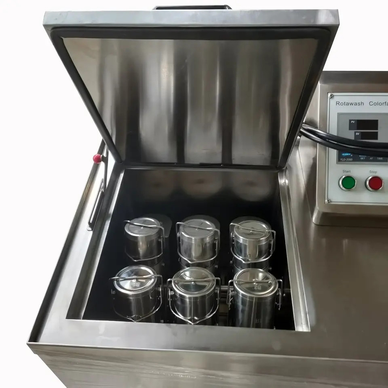Máy đo độ bền màu Rotawash hiệu suất cao cho thử nghiệm dệt may với thân thép không gỉ và thời gian chạy điều chỉnh