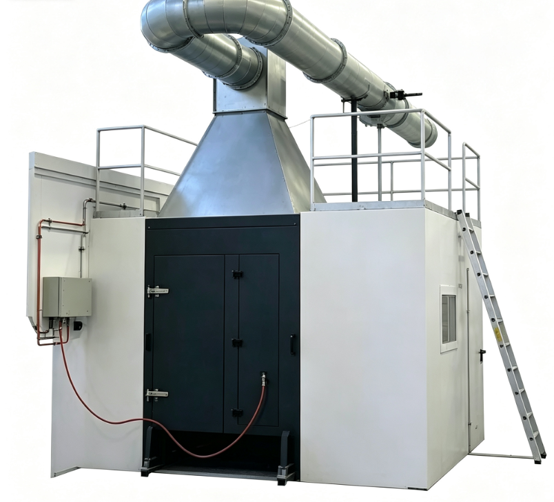 Thiết bị thử nghiệm vật liệu cháy đơn (SBI) tuân thủ EN 13823 với đầu đốt propan 31 kW và đo mật độ khói tích hợp
