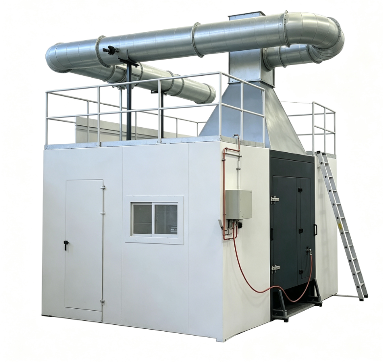 Thiết bị thử nghiệm vật liệu cháy đơn (SBI) tuân thủ EN 13823 với đầu đốt propan 31 kW và đo mật độ khói tích hợp