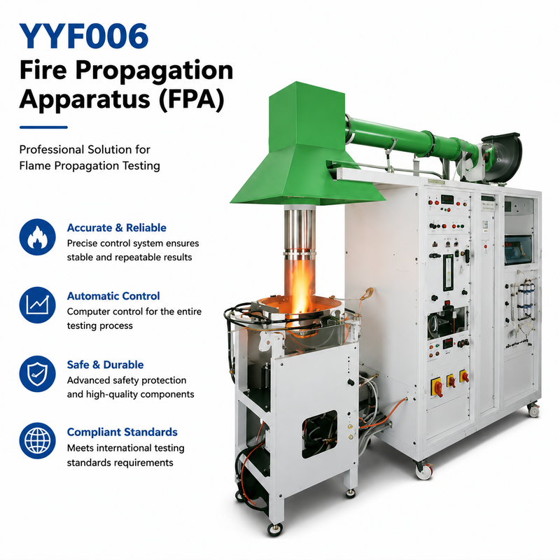 Thiết bị lan truyền lửa với máy phân tích oxy thuận từ, máy phân tích CO2 hồng ngoại và máy đo lưu lượng nhiệt loại nhiệt điện trở để kiểm tra tính dễ cháy