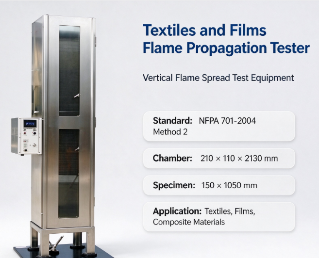 NFPA 701 Fabric Flame Propagation Tester for Vinyl Coated Blackout Lining and Plastic Blinds