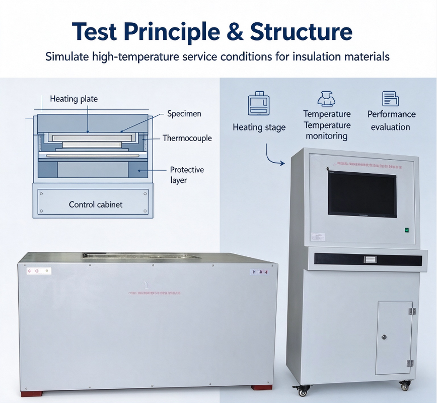 Thermal Insulation Materials Maximum Service Temperature Test Apparatus | ISO 8142 ASTM C411 Insulation Blanket Pipe Shell High Temperature Tester