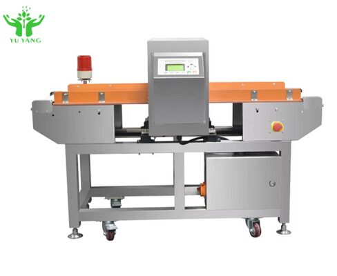 Máy dò kim loại cấp thực phẩm có hệ thống từ chối bằng âm thanh và ánh sáng cảnh báo để kiểm soát chất lượng